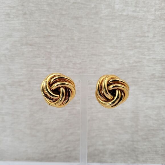 Gold Toned Love Twist Knot Vintage Screw Back Clip On Earrings - Picture 2 of 7